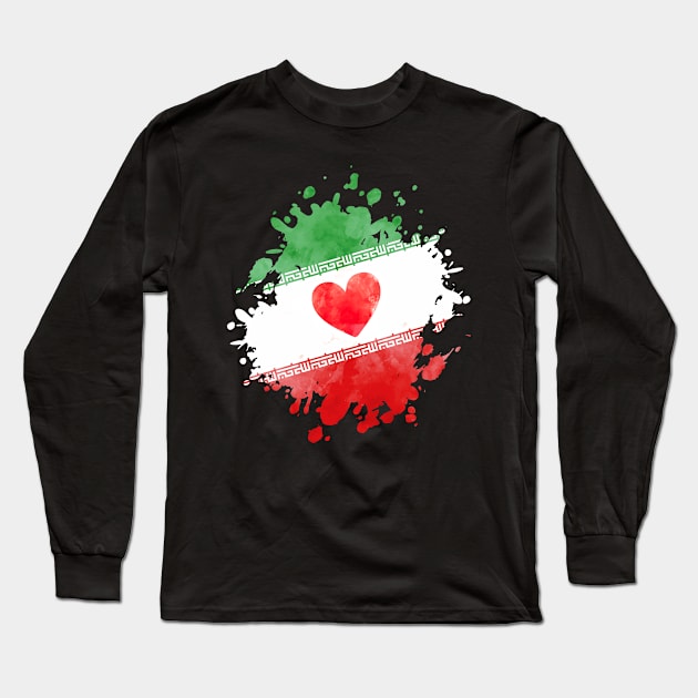 Iran Flag Heart Love Persian Long Sleeve T-Shirt by thepersianshop